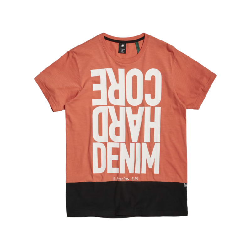 G Star Crew Hard Core Denim Color Block Orange