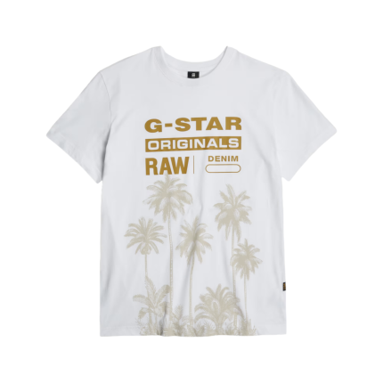 G Star Crew Palm Originals R T White