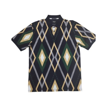 Polo Golfer Mercerised Argyle Print Navy