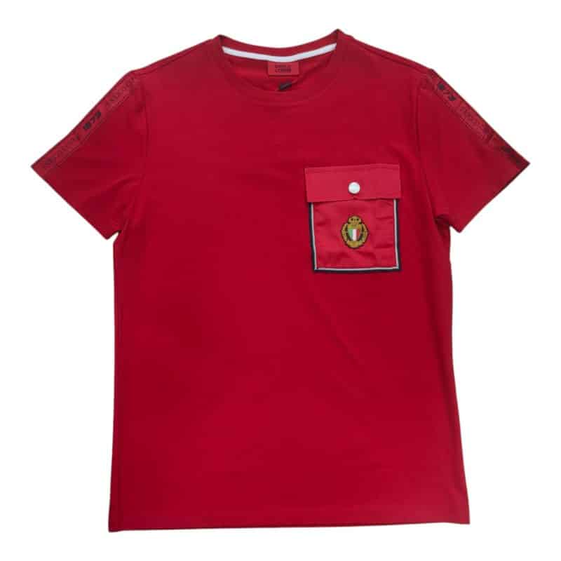 Enrico Coveri T-shirt with Button Pocket Logo Red