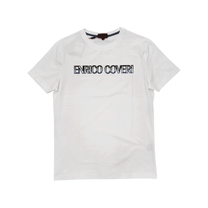 Enrico Coveri 3D Stitch Logo T-Shirt White/Blue