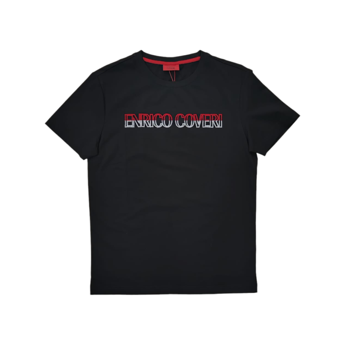 Enrico Coveri 3D Stitch Logo T-Shirt Black/Red