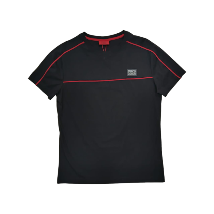 Enrico Coveri 1 Stripe T-Shirt Black/Red