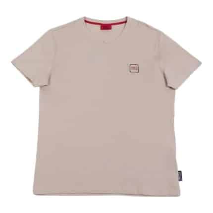 Enrico Coveri V-Neck T-shirt Mini Block Logo Khaki