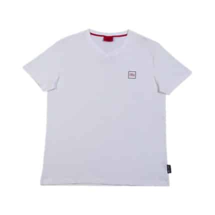 Enrico Coveri V-Neck T-shirt Mini Block Logo White