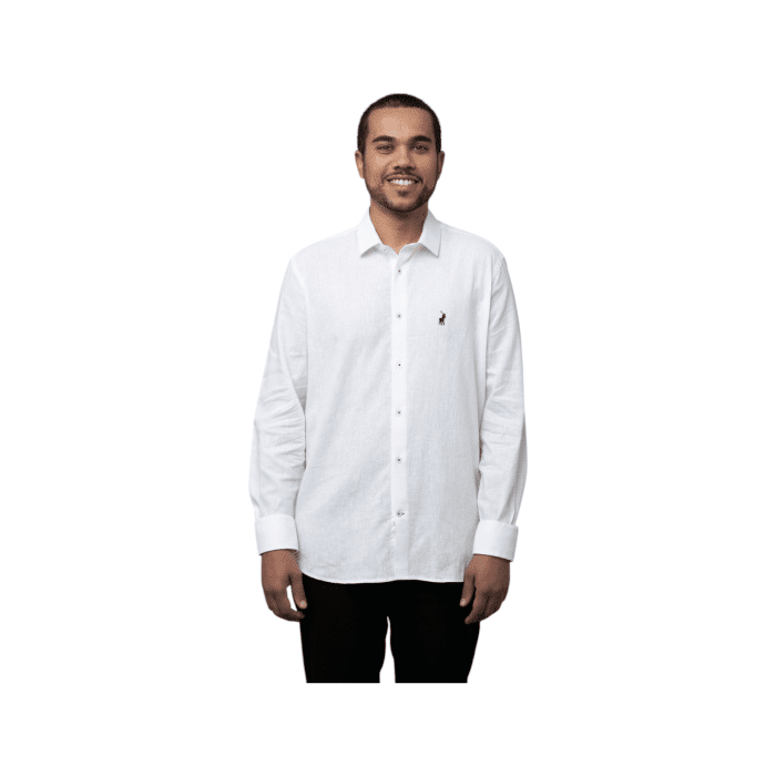 Polo Linen Shirt L/S Plain White