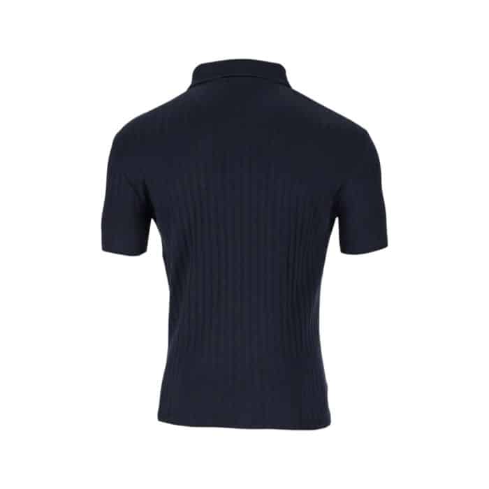 302 76 B | The Polo SS Textured Golfer in Navy combines timeless elegance with modern functionality, making it a versatile staple for any wardrobe. Crafted from a premium textured fabric, this golfer offers a breathable and comfortable fit, perfect for both active days and casual outings. Its rich navy color, paired with a tailored silhouette and classic polo collar, ensures a polished yet relaxed look that effortlessly transitions from the golf course to social gatherings.