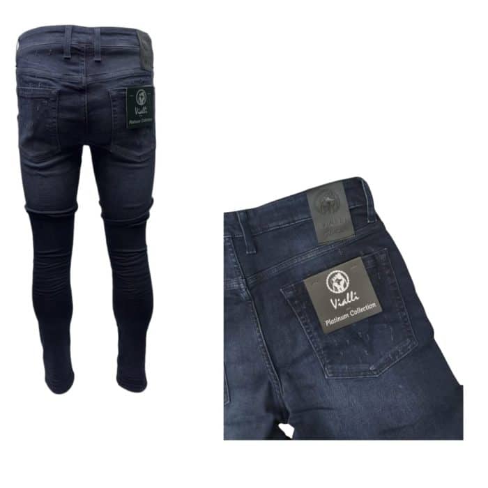 939 39 B | The Vialli Jeans Scheletrico Skinny Inough Navy is a sleek and versatile denim piece designed for modern, style-conscious individuals. Its rich navy hue and streamlined skinny fit create a polished silhouette, perfect for elevating both casual and smart-casual looks. Made with stretchable fabric and reinforced detailing, these jeans combine exceptional comfort, durability, and contemporary sophistication for any occasion.